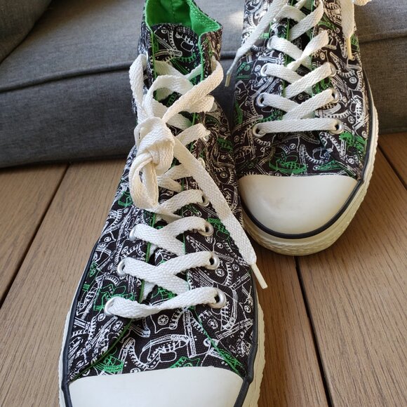BNWoT CTAS Converse black/kelly green converse allover pattern (11M - 13W) KICKS - Picture 7 of 8